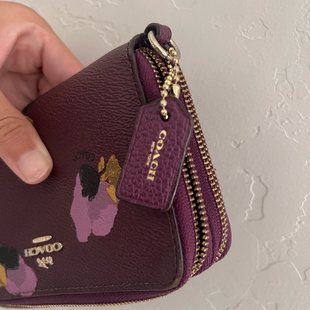 Coach Burgundy and Pink Floral Wallet - Picture 7 of 10